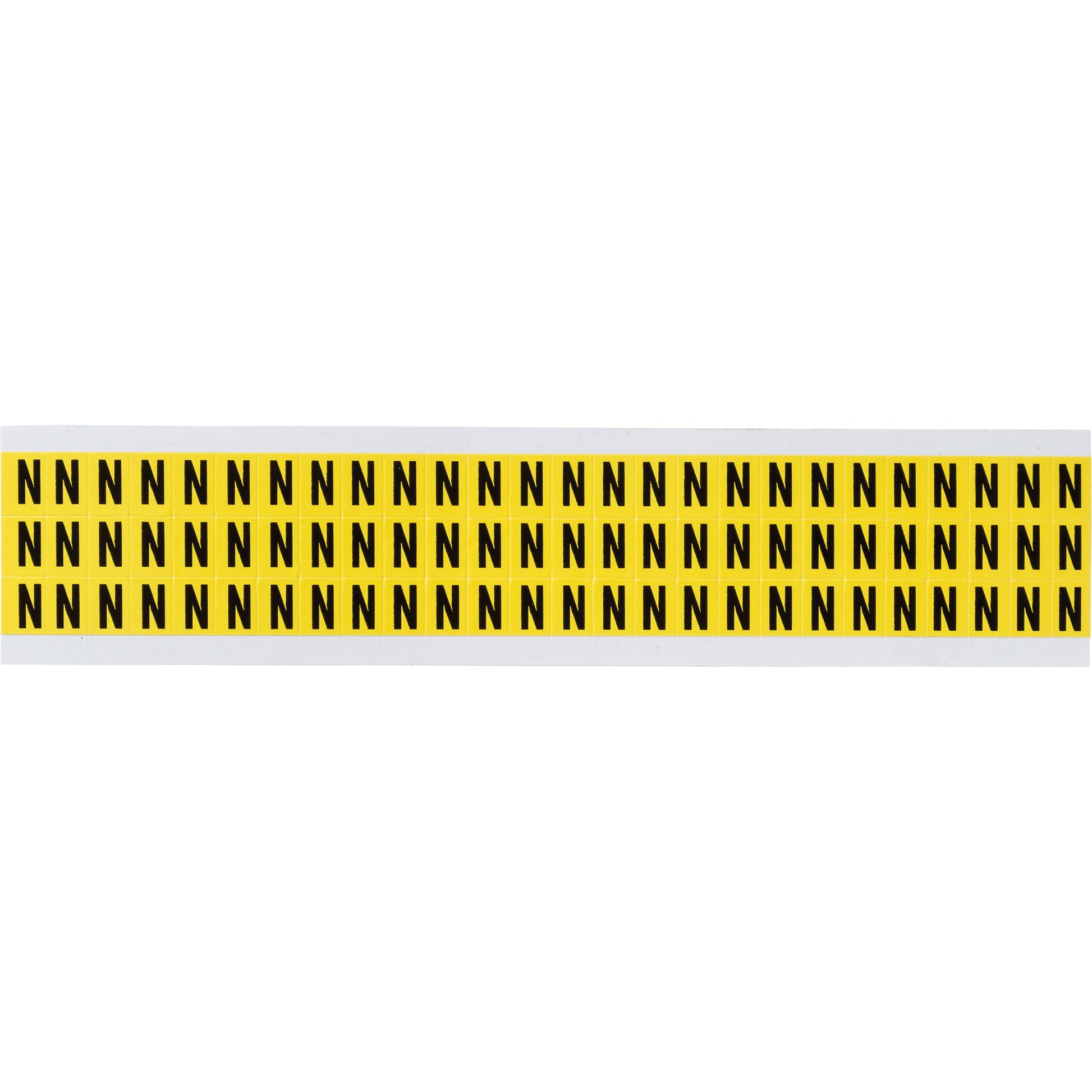 Brady Repositionable Individual Number & Letter Labels, N, 3/8" H, Black on Yellow