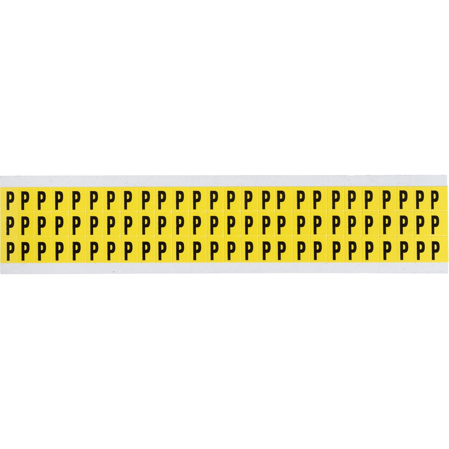 Brady Repositionable Individual Number & Letter Labels, P, 3/8" H, Black on Yellow