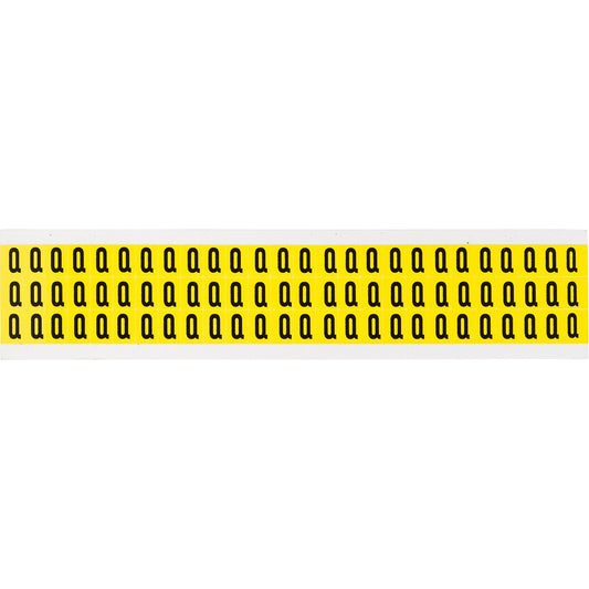 Brady Repositionable Individual Number & Letter Labels, Q, 3/8" H, Black on Yellow