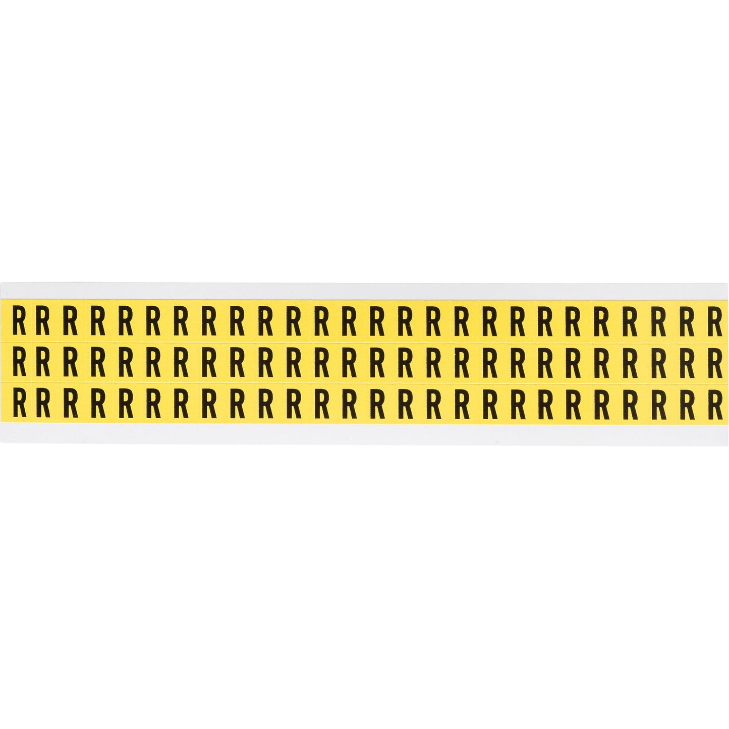 Brady Repositionable Individual Number & Letter Labels, R, 3/8" H, Black on Yellow