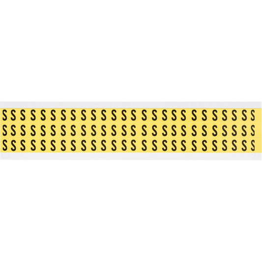 Brady Repositionable Individual Number & Letter Labels, S, 3/8" H, Black on Yellow