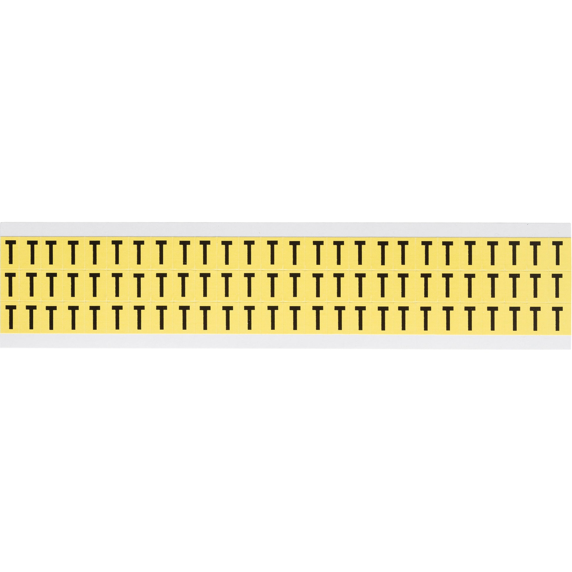 Brady Repositionable Individual Number & Letter Labels, T, 3/8" H, Black on Yellow