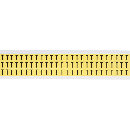Brady Repositionable Individual Number & Letter Labels, T, 3/8" H, Black on Yellow