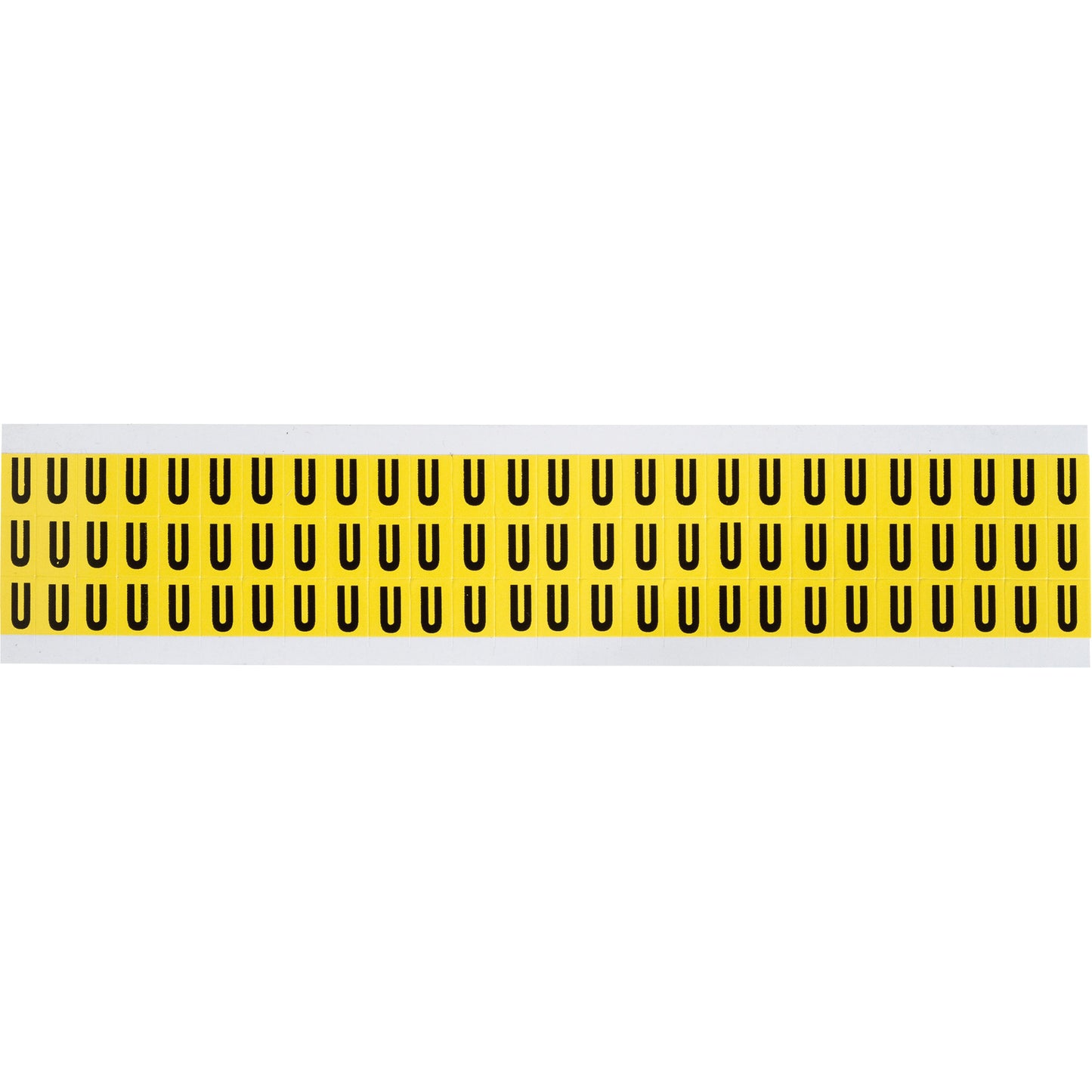 Brady Repositionable Individual Number & Letter Labels, U, 3/8" H, Black on Yellow