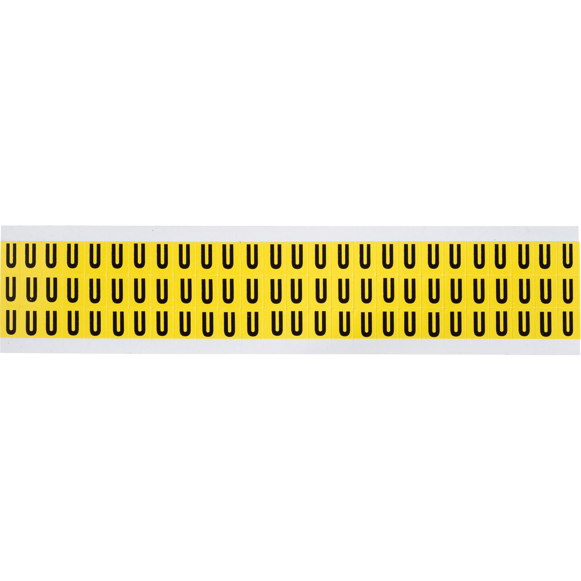Brady Repositionable Individual Number & Letter Labels, U, 3/8" H, Black on Yellow