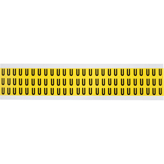 Brady Repositionable Individual Number & Letter Labels, U, 3/8" H, Black on Yellow