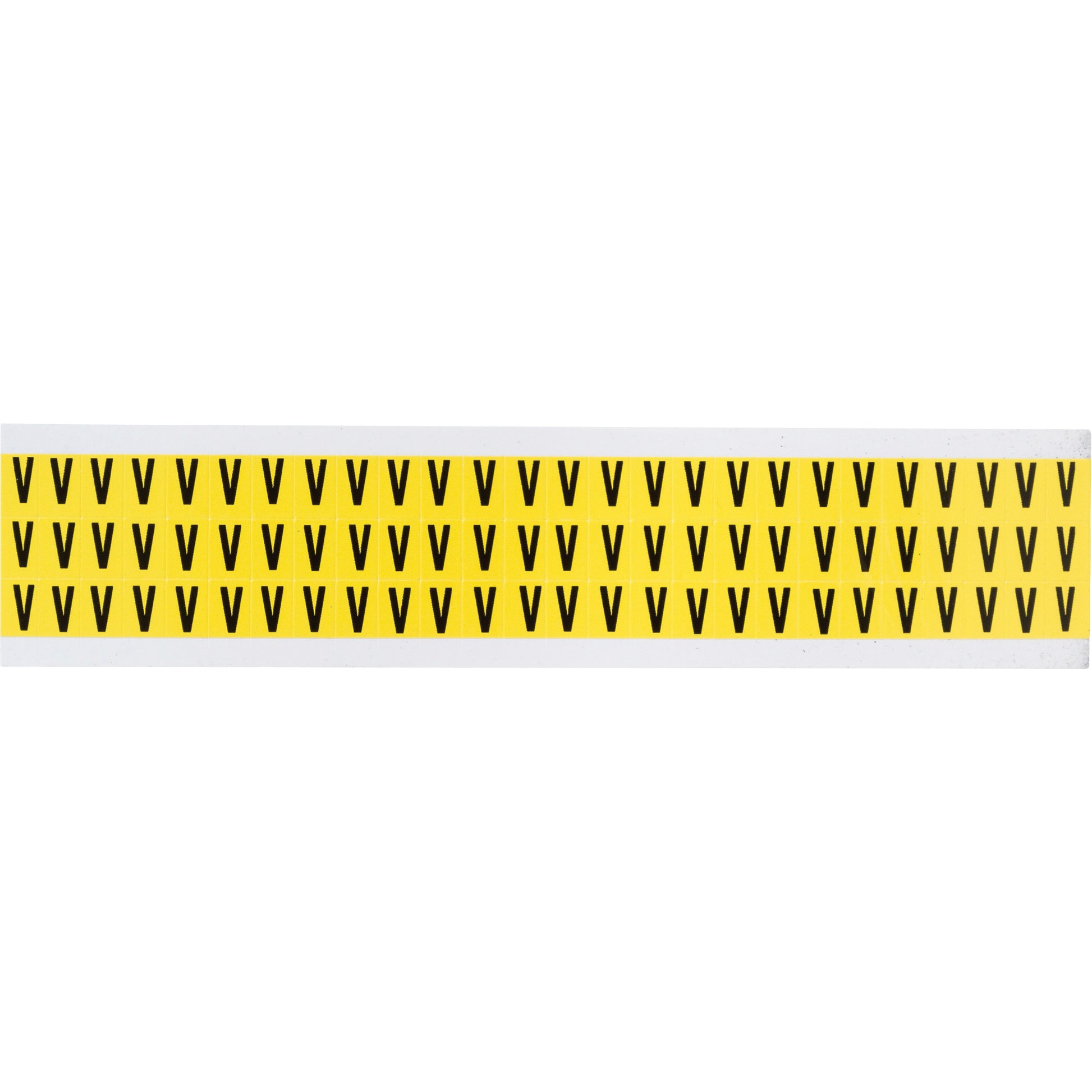 Brady Repositionable Individual Number & Letter Labels, V, 3/8" H, Black on Yellow