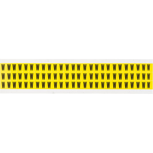 Brady Repositionable Individual Number & Letter Labels, W, 3/8" H, Black on Yellow