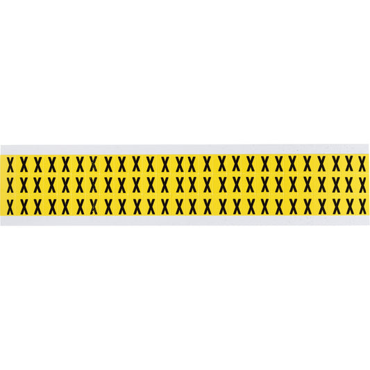 Brady Repositionable Individual Number & Letter Labels, X, 3/8" H, Black on Yellow