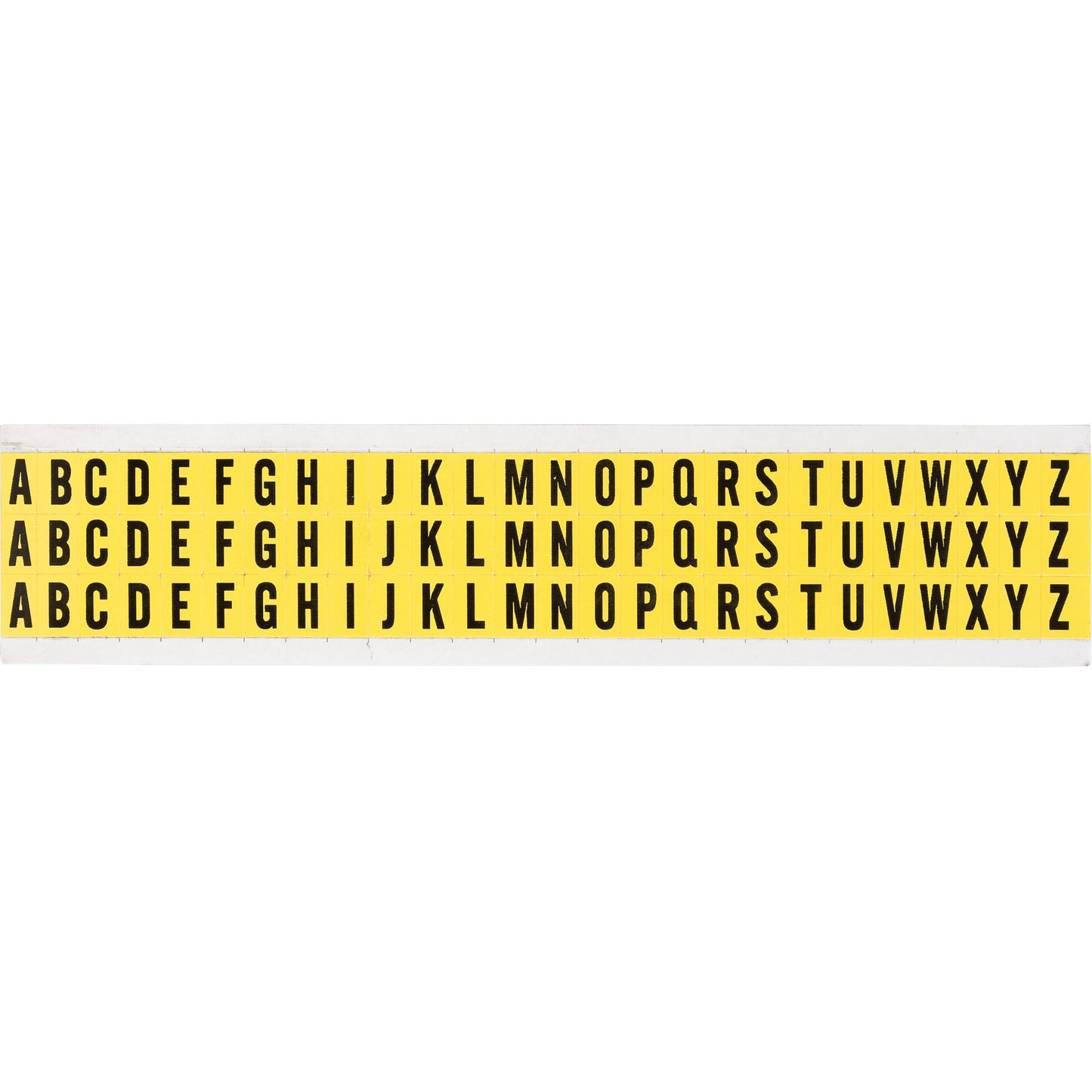 Brady Repositionable Individual Number and Letter Labels Set, A/B/C/D/E/F/G/H/I/J/K/L/M/N/O/P/Q/R/S/T/U/V/W/X/Y/Z, 3/8" H, Black on Yellow