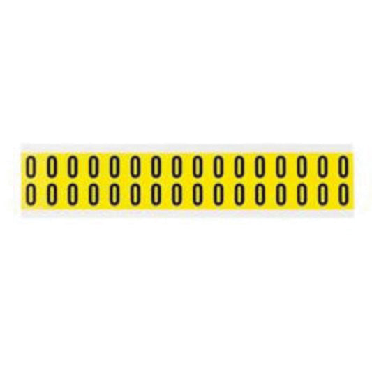 Brady Repositionable Individual Number and Letter Labels, 0, 5/8" H, Black on Yellow