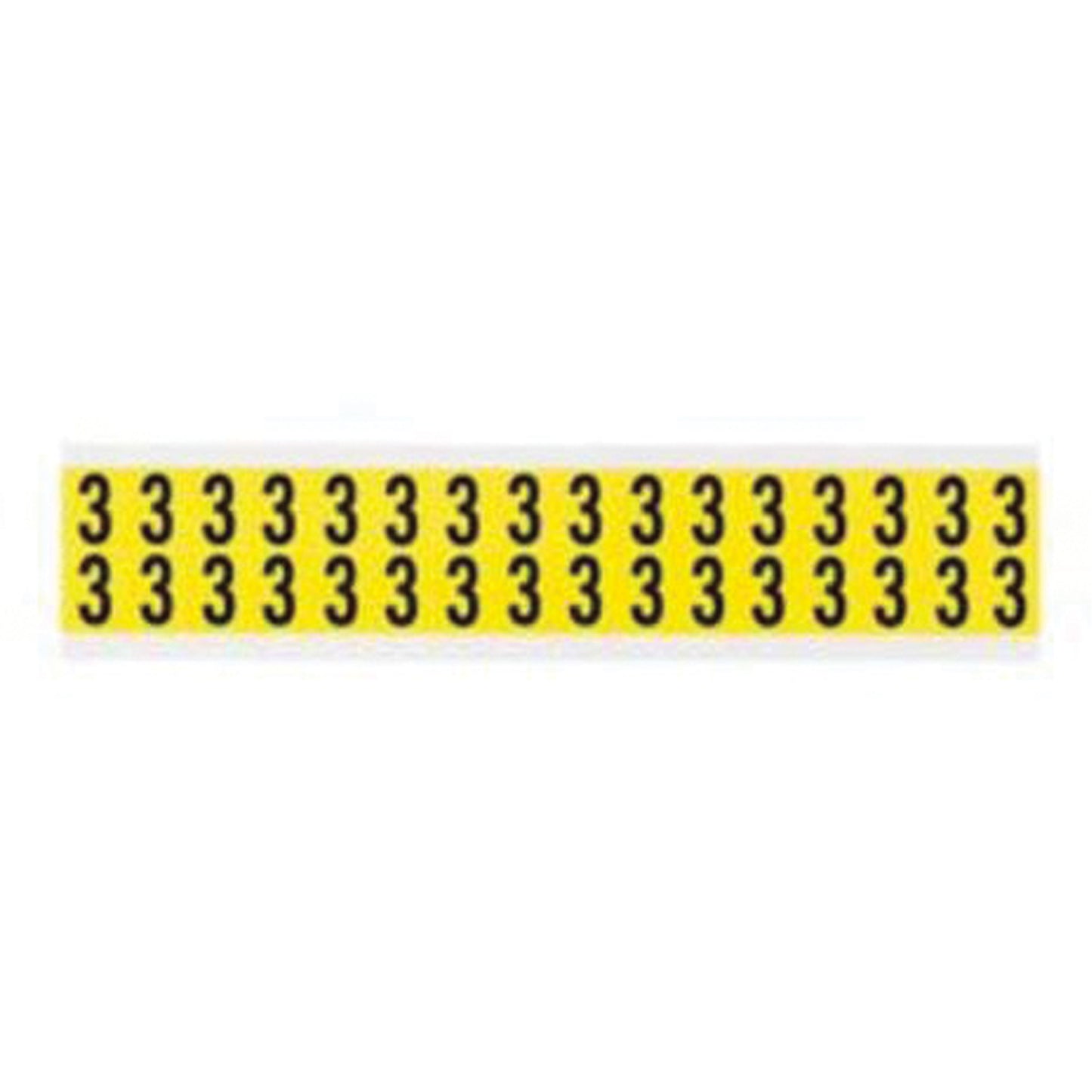 Brady Repositionable Individual Number and Letter Labels, 3, 5/8" H, Black on Yellow