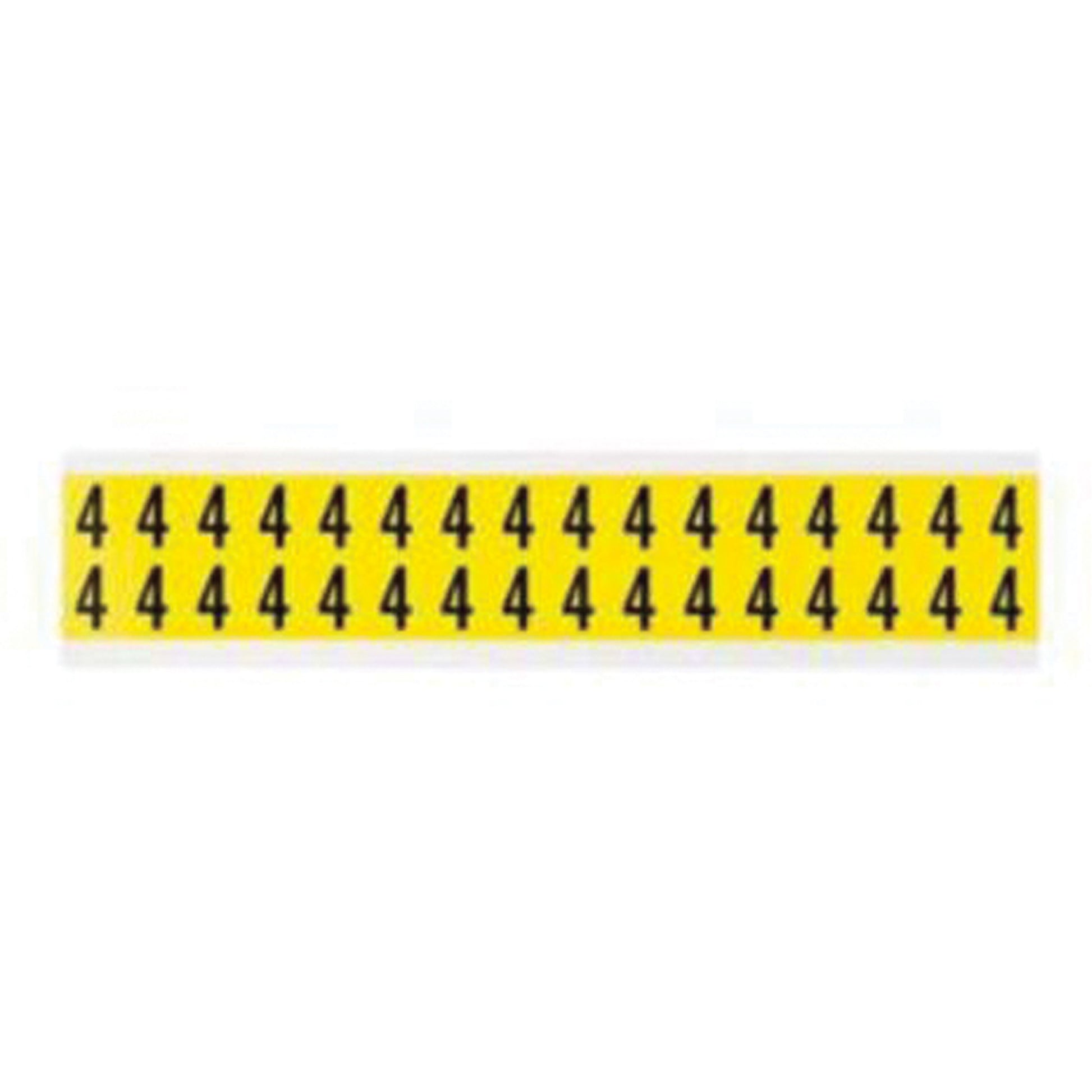 Brady Repositionable Individual Number and Letter Labels, 4, 5/8" H, Black on Yellow