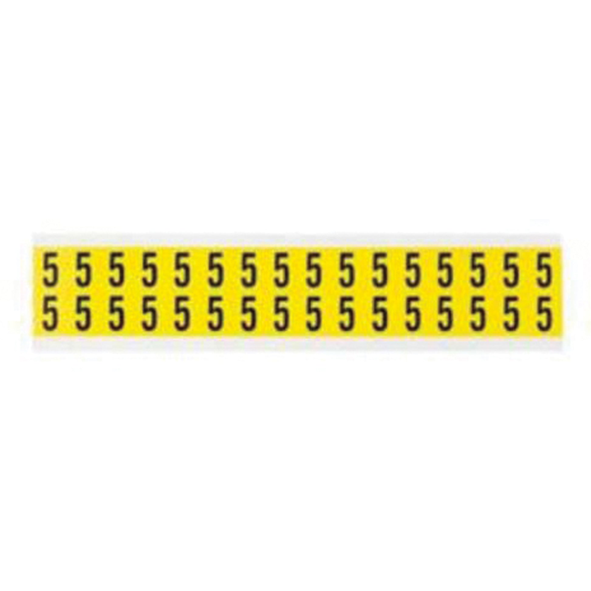 Brady Repositionable Individual Number and Letter Labels, 5, 5/8" H, Black on Yellow