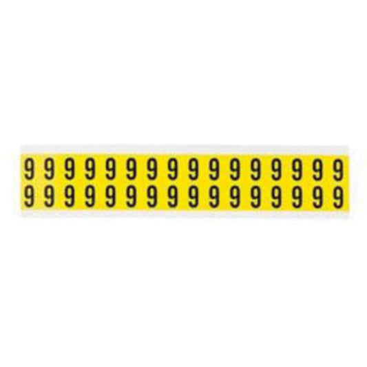 Brady Repositionable Individual Number and Letter Labels, 6, 5/8" H, Black on Yellow
