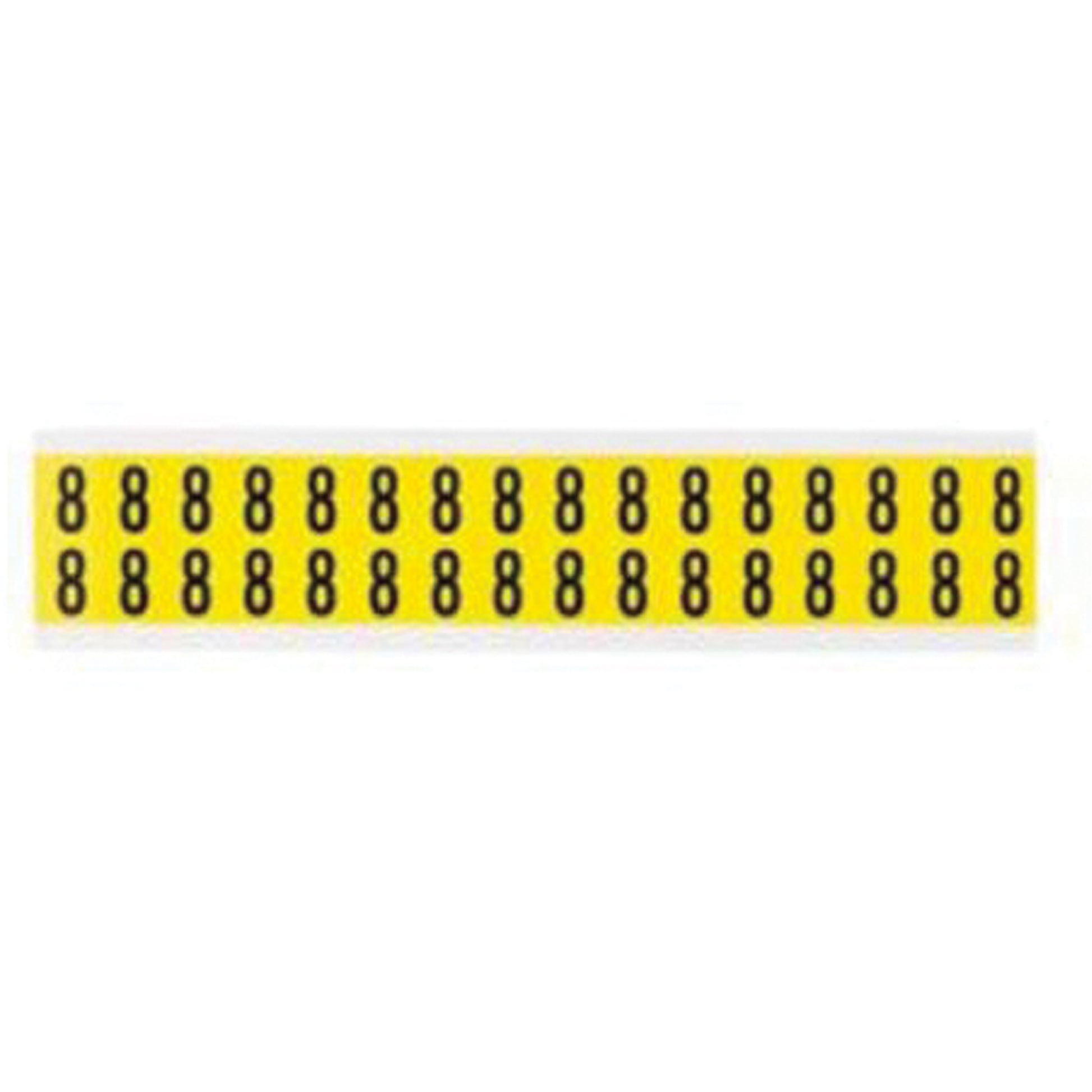 Brady Repositionable Individual Number and Letter Labels, 8, 5/8" H, Black on Yellow