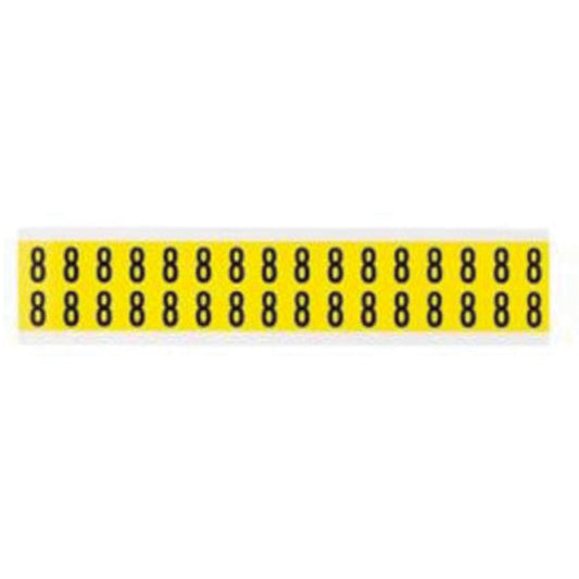 Brady Repositionable Individual Number and Letter Labels, 8, 5/8" H, Black on Yellow