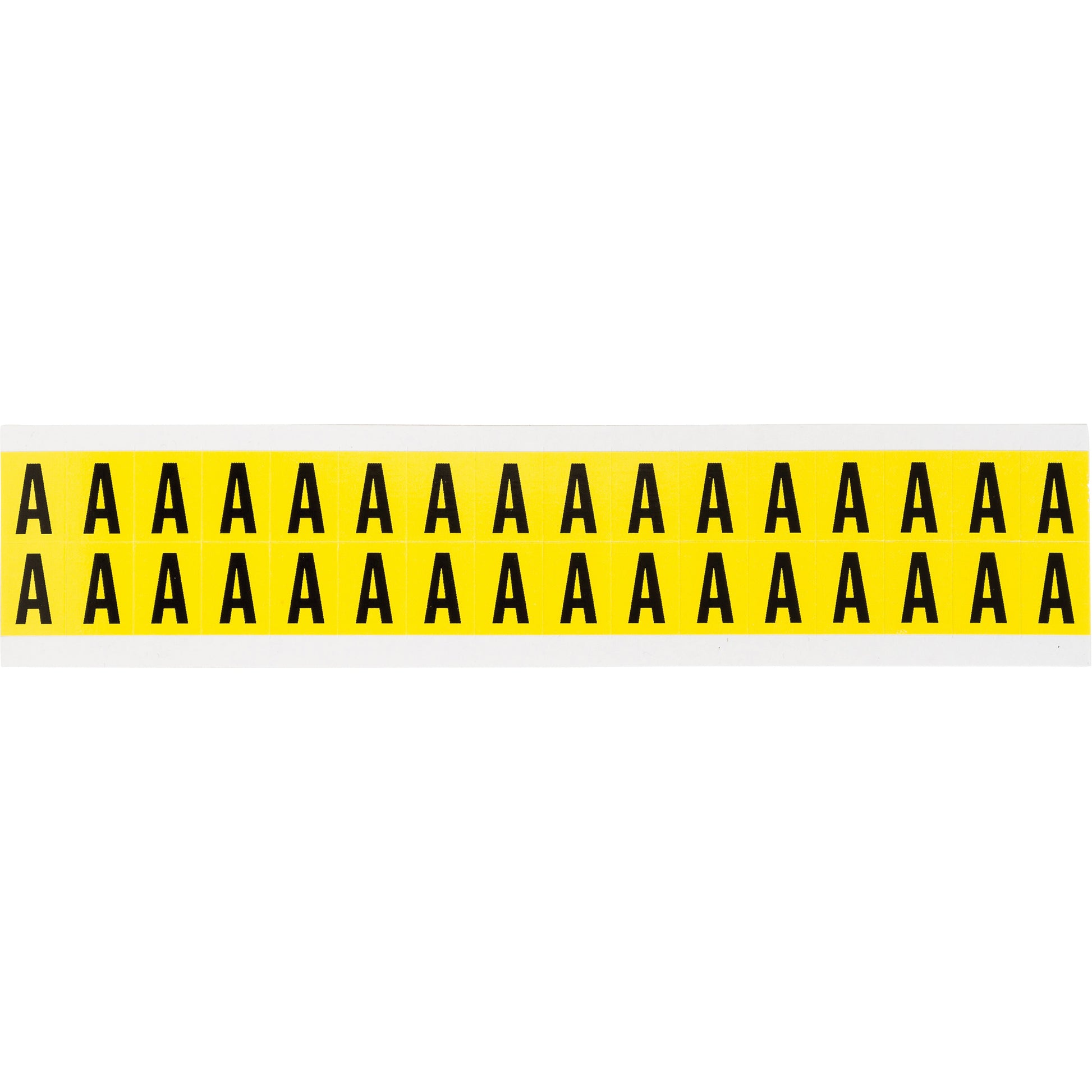 Brady Repositionable Individual Number and Letter Labels, A, 5/8" H, Black on Yellow