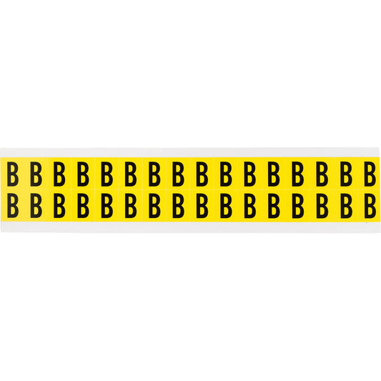 Brady Repositionable Individual Number and Letter Labels, B, 5/8" H, Black on Yellow
