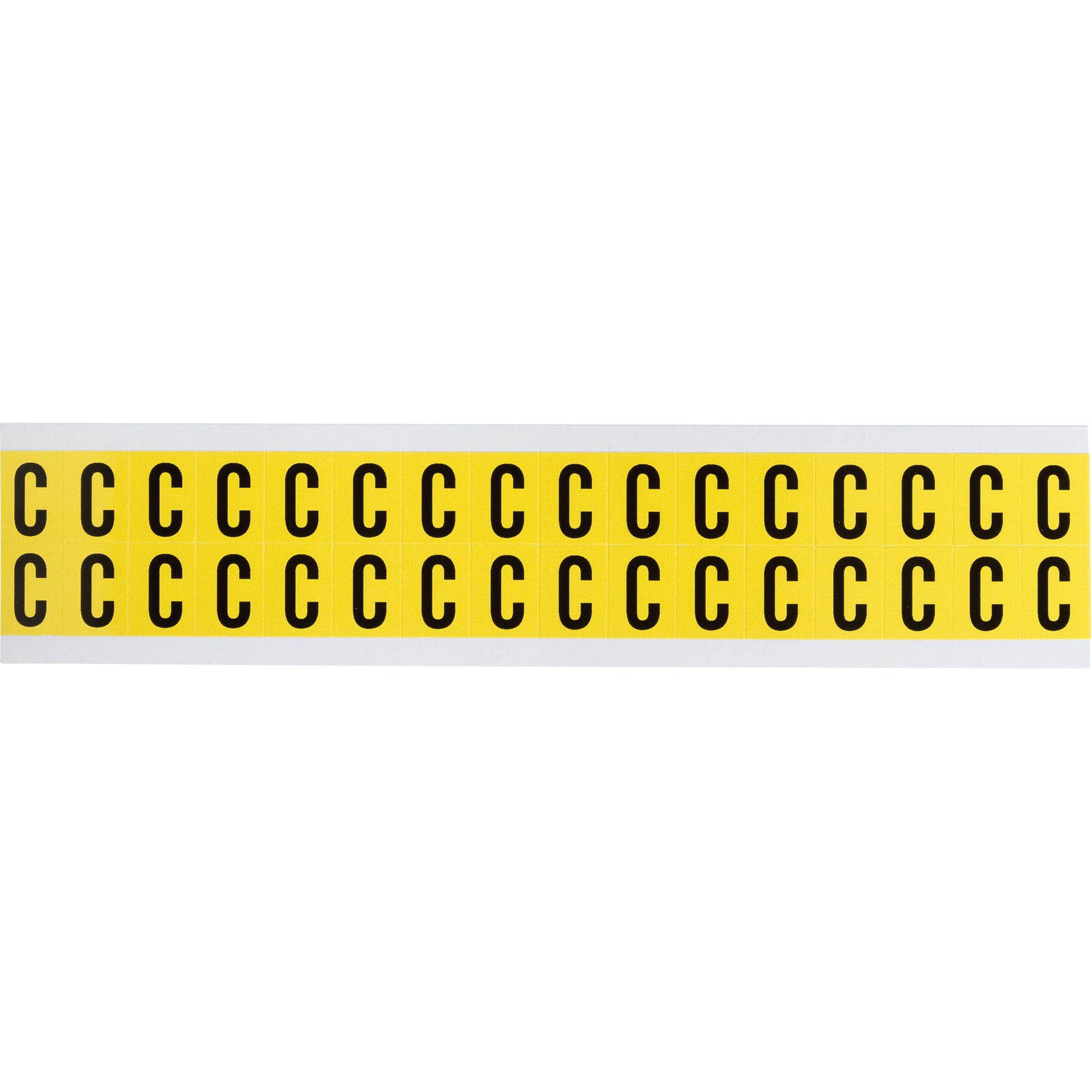 Brady Repositionable Individual Number and Letter Labels, C, 5/8" H, Black on Yellow