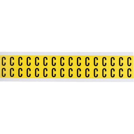Brady Repositionable Individual Number and Letter Labels, C, 5/8" H, Black on Yellow