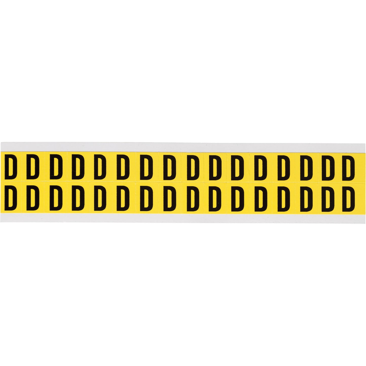 Brady Repositionable Individual Number and Letter Labels, D, 5/8" H, Black on Yellow