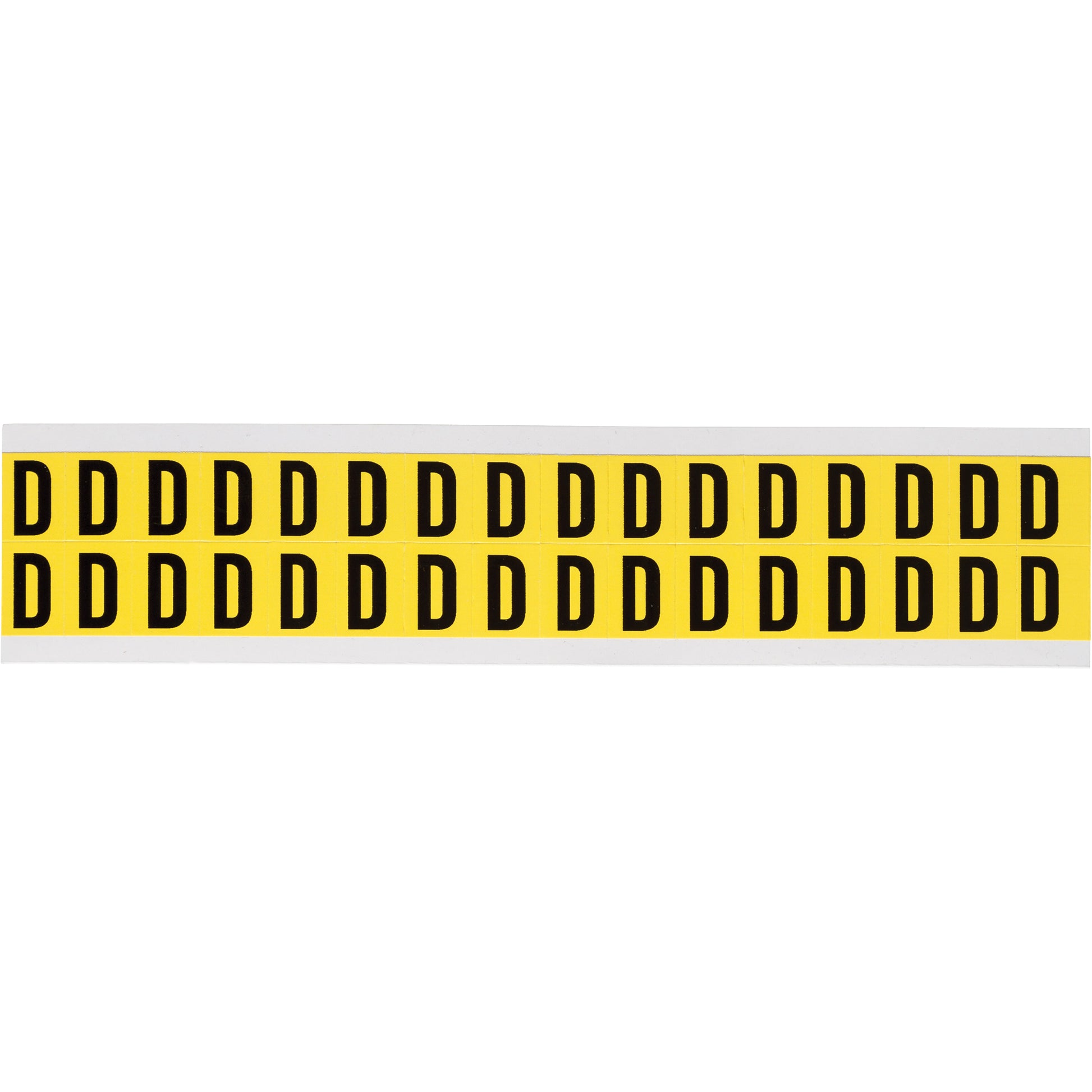 Brady Repositionable Individual Number and Letter Labels, D, 5/8" H, Black on Yellow