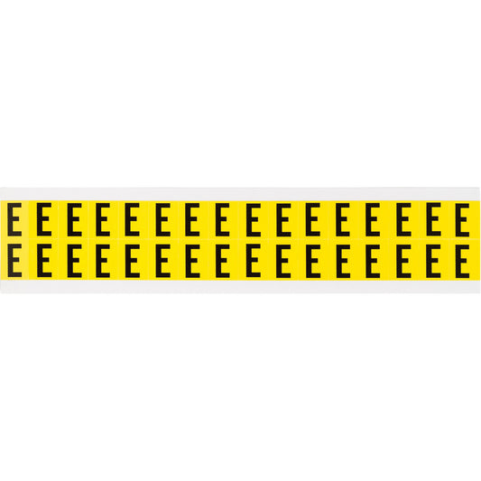Brady Repositionable Individual Number and Letter Labels, E, 5/8" H, Black on Yellow