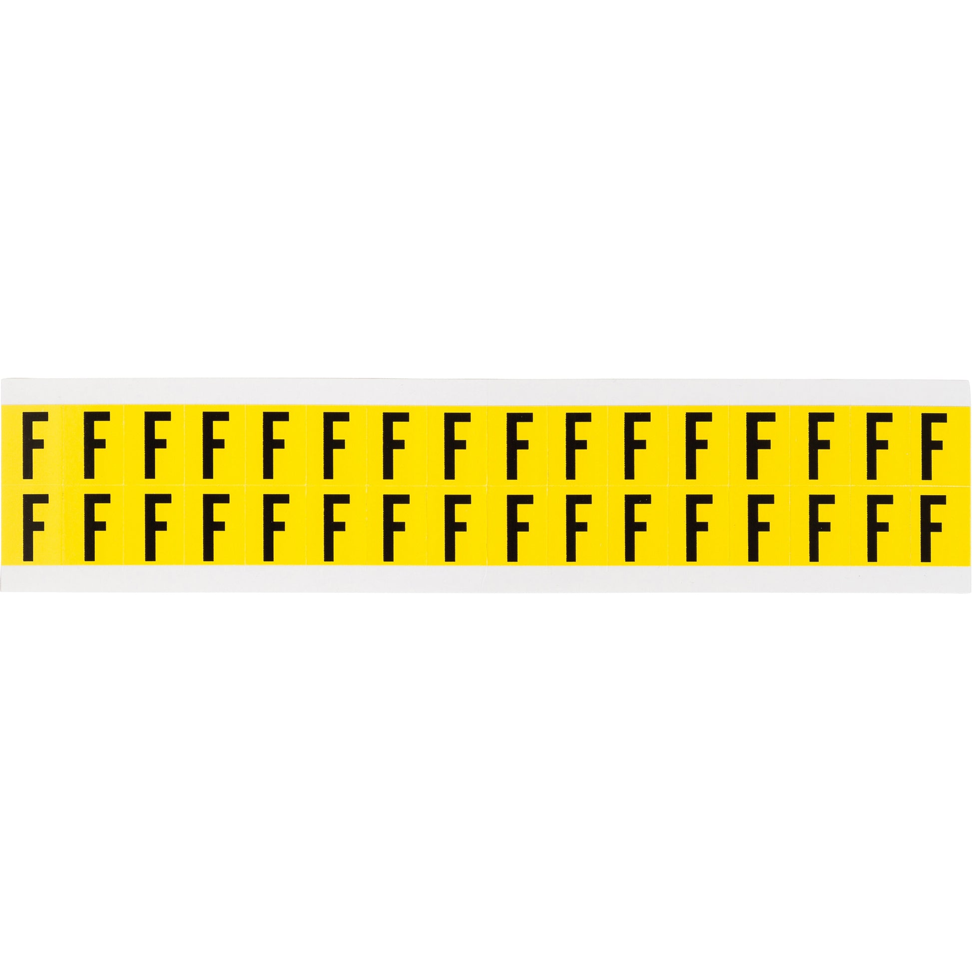 Brady Repositionable Individual Number and Letter Labels, F, 5/8" H, Black on Yellow