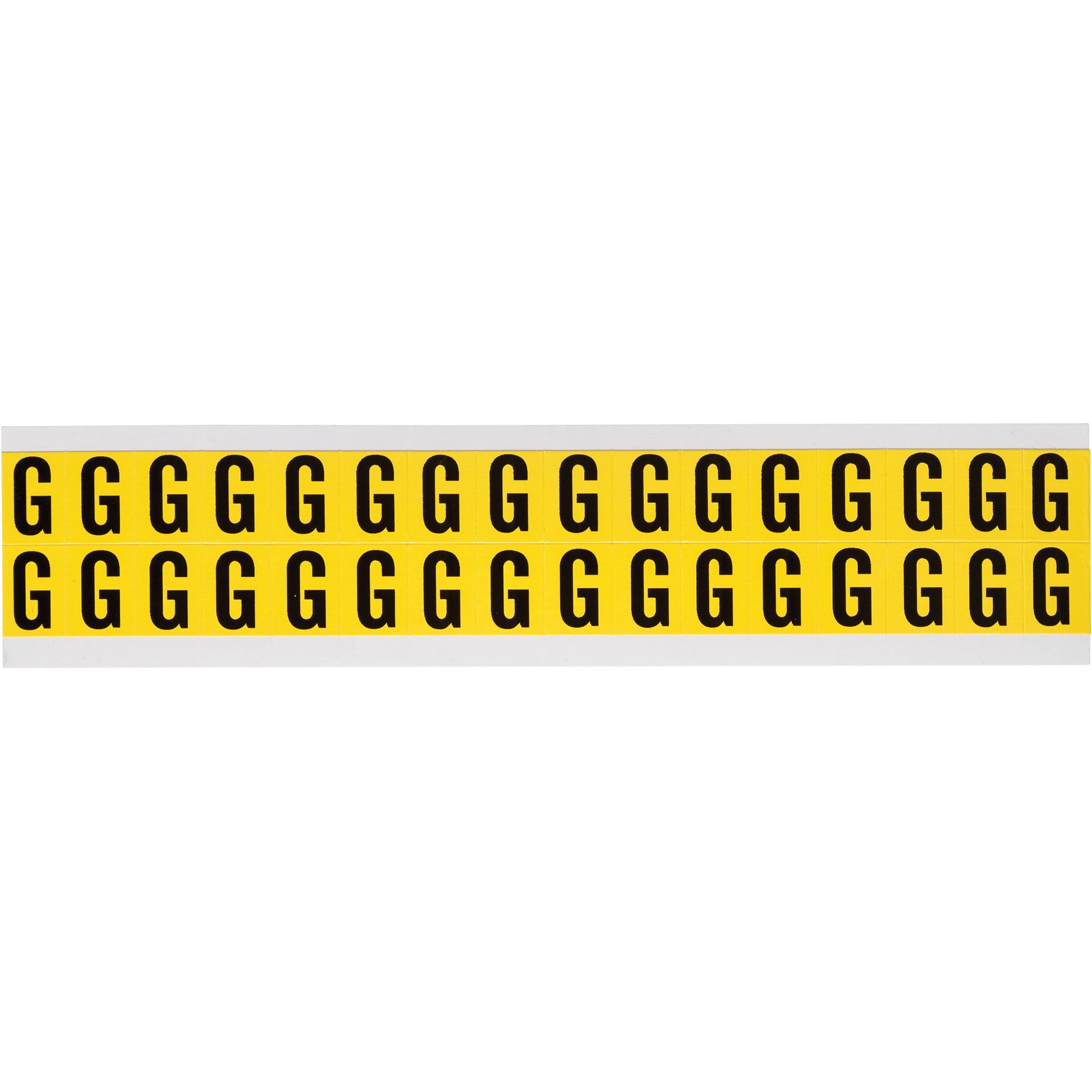 Brady Repositionable Individual Number and Letter Labels, G, 5/8" H, Black on Yellow