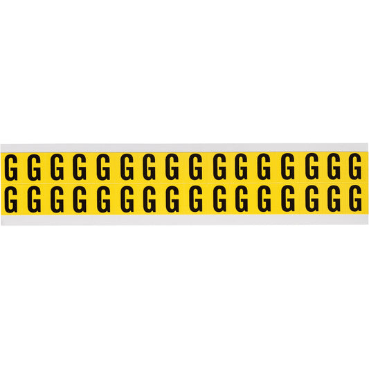 Brady Repositionable Individual Number and Letter Labels, G, 5/8" H, Black on Yellow