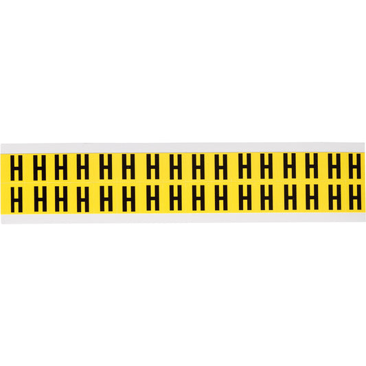 Brady Repositionable Individual Number and Letter Labels, H, 5/8" H, Black on Yellow