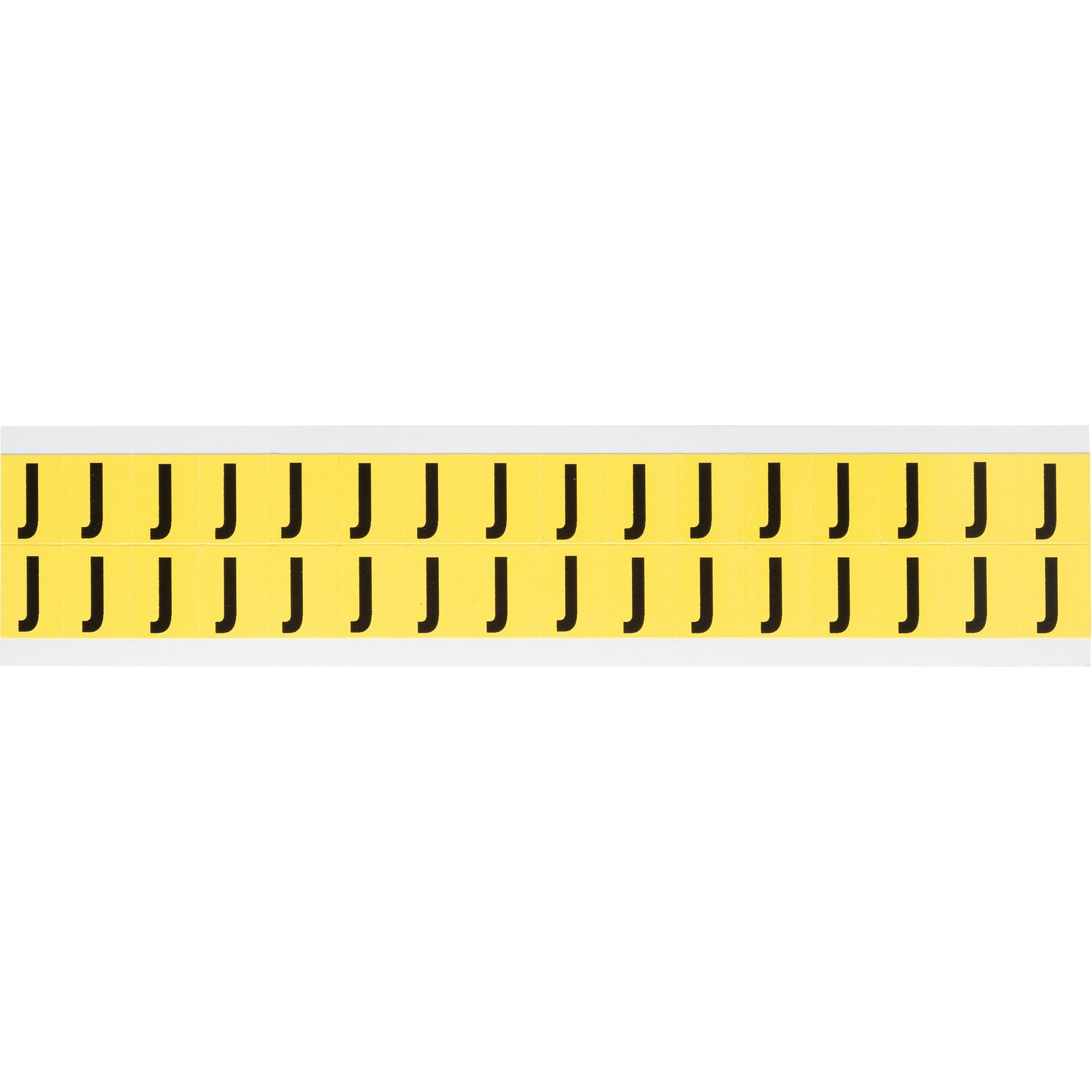 Brady Repositionable Individual Number and Letter Labels, J, 5/8" H, Black on Yellow