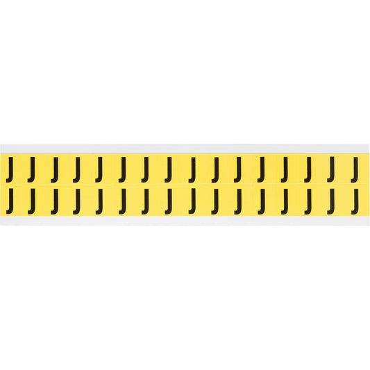 Brady Repositionable Individual Number and Letter Labels, J, 5/8" H, Black on Yellow