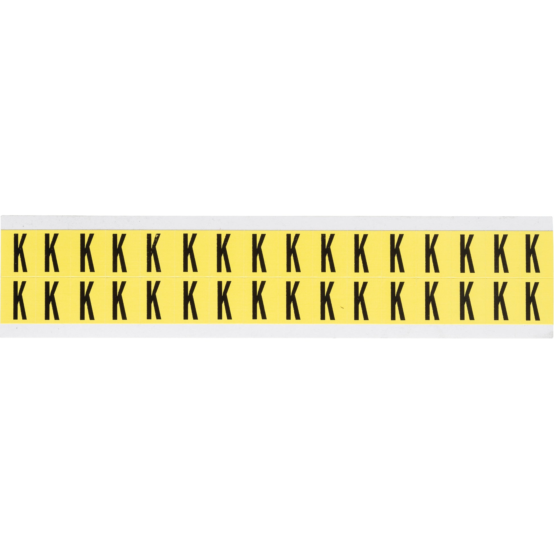 Brady Repositionable Individual Number and Letter Labels, K, 5/8" H, Black on Yellow