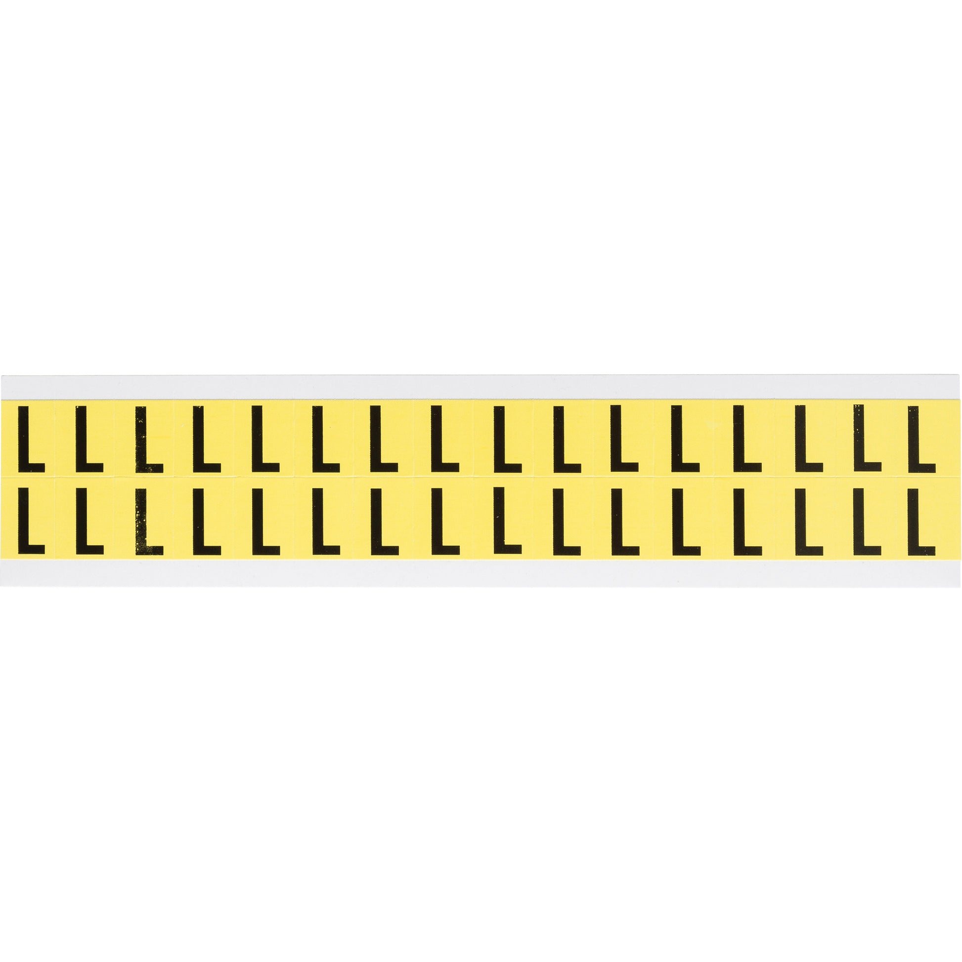 Brady Repositionable Individual Number and Letter Labels, L, 5/8" H, Black on Yellow