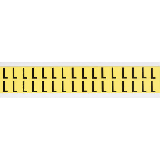 Brady Repositionable Individual Number and Letter Labels, L, 5/8" H, Black on Yellow