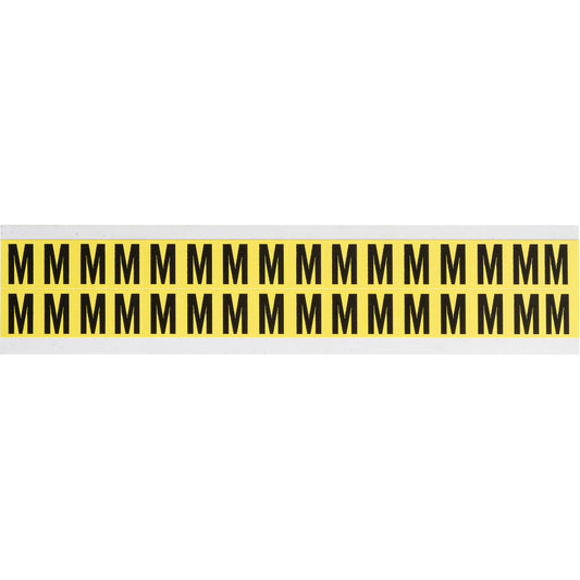 Brady Repositionable Individual Number & Letter Labels, M, 5/8" H, Black on Yellow