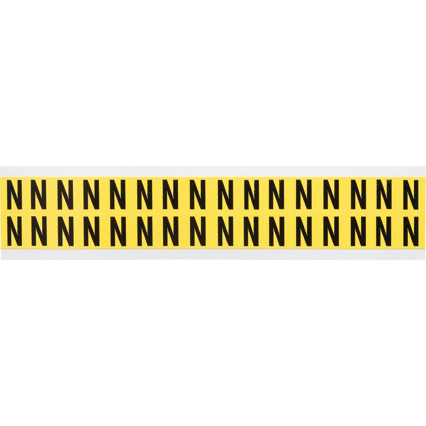 Brady Repositionable Individual Number & Letter Labels, N, 5/8" H, Black on Yellow