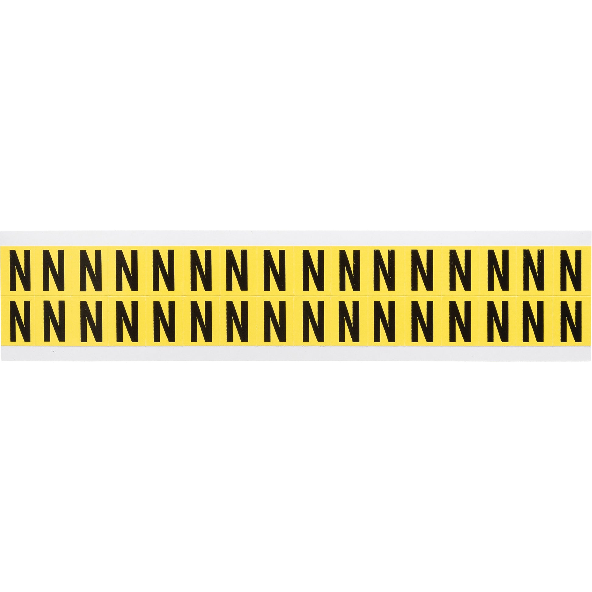 Brady Repositionable Individual Number & Letter Labels, N, 5/8" H, Black on Yellow