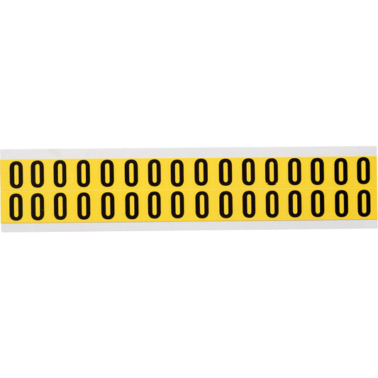 Brady Repositionable Individual Number & Letter Labels, O, 5/8" H, Black on Yellow