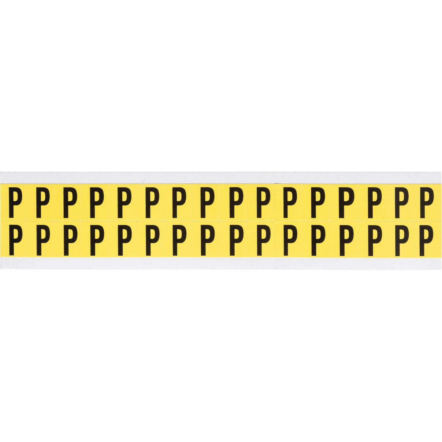 Brady Repositionable Individual Number & Letter Labels, P, 5/8" H, Black on Yellow