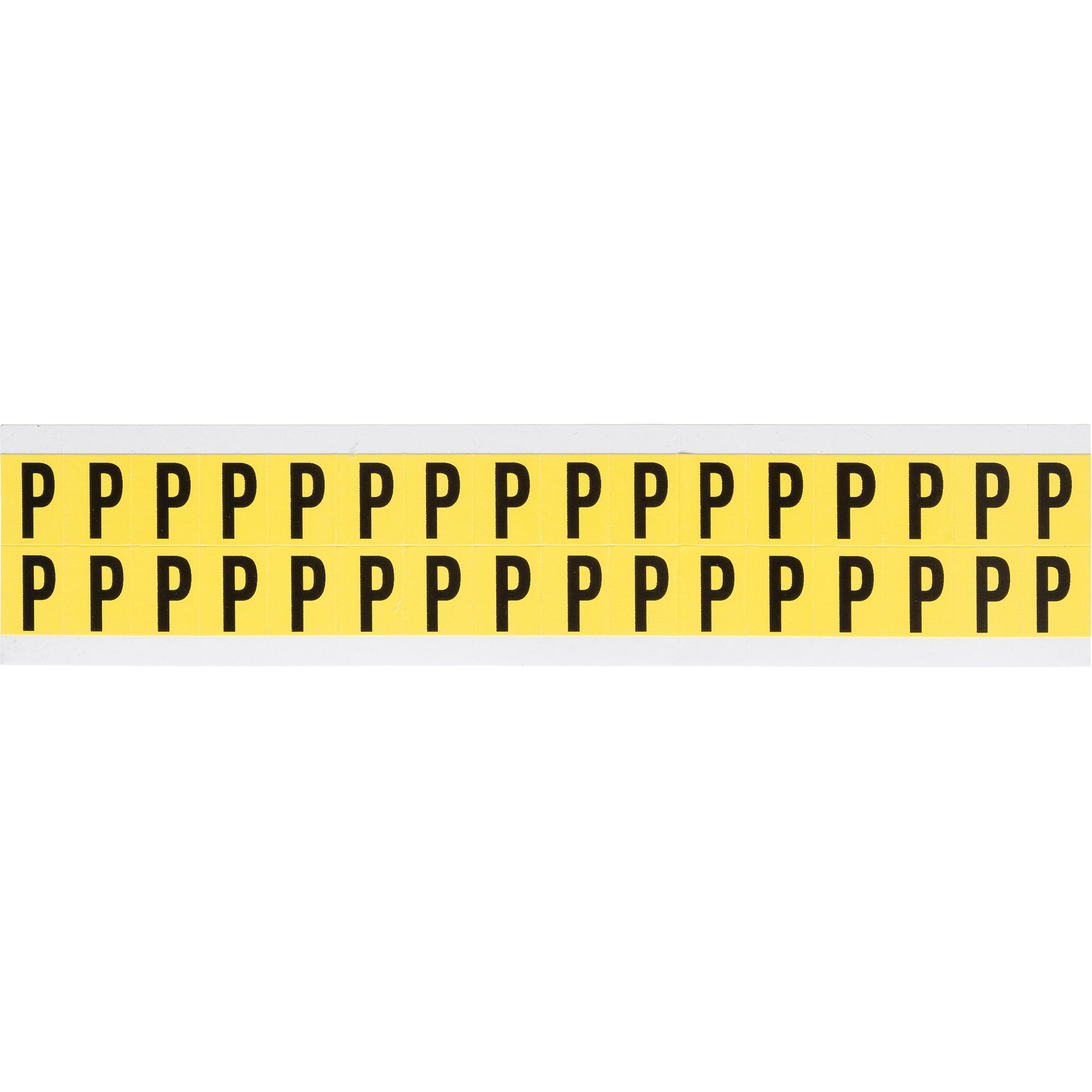 Brady Repositionable Individual Number & Letter Labels, P, 5/8" H, Black on Yellow
