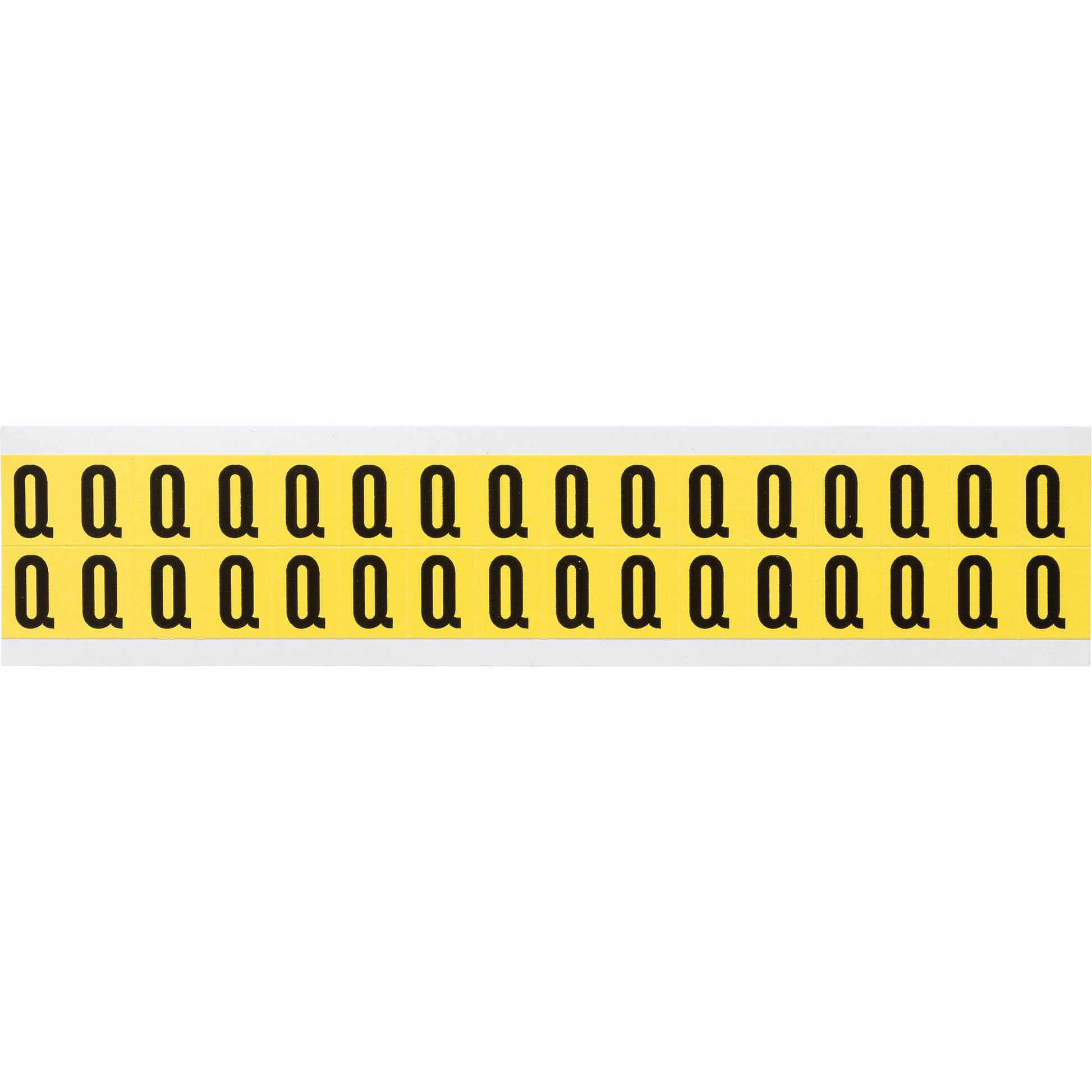 Brady Repositionable Individual Number & Letter Labels, Q, 5/8" H, Black on Yellow