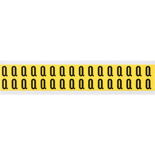 Brady Repositionable Individual Number & Letter Labels, Q, 5/8" H, Black on Yellow
