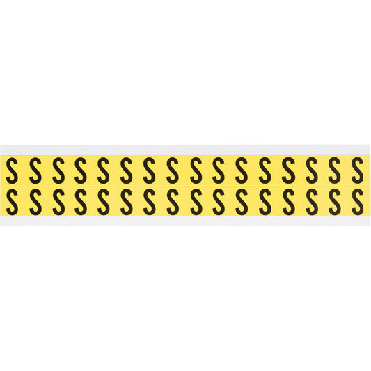 Brady Repositionable Individual Number & Letter Labels, S, 5/8" H, Black on Yellow