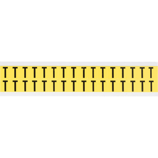 Brady Repositionable Individual Number & Letter Labels, T, 5/8" H, Black on Yellow