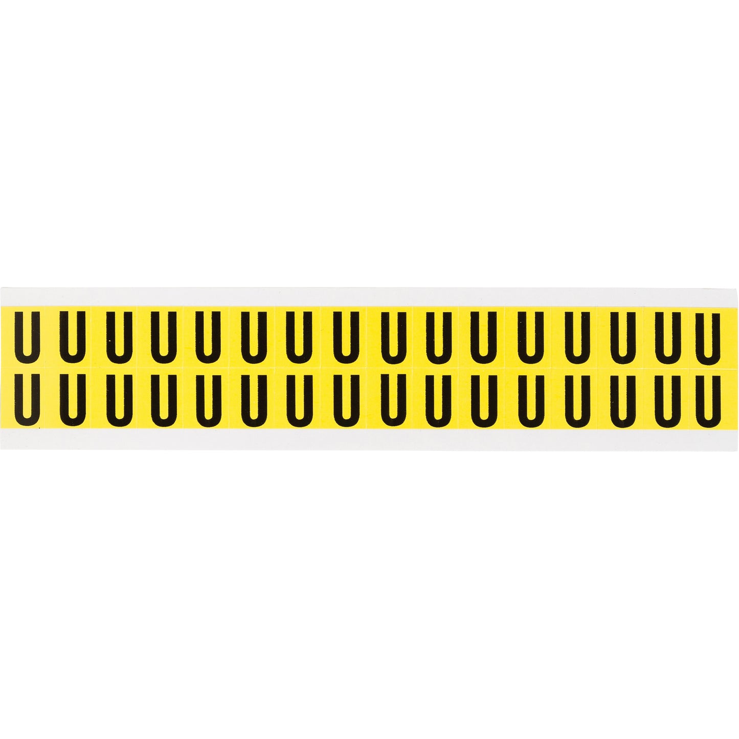 Brady Repositionable Individual Number & Letter Labels, U, 5/8" H, Black on Yellow