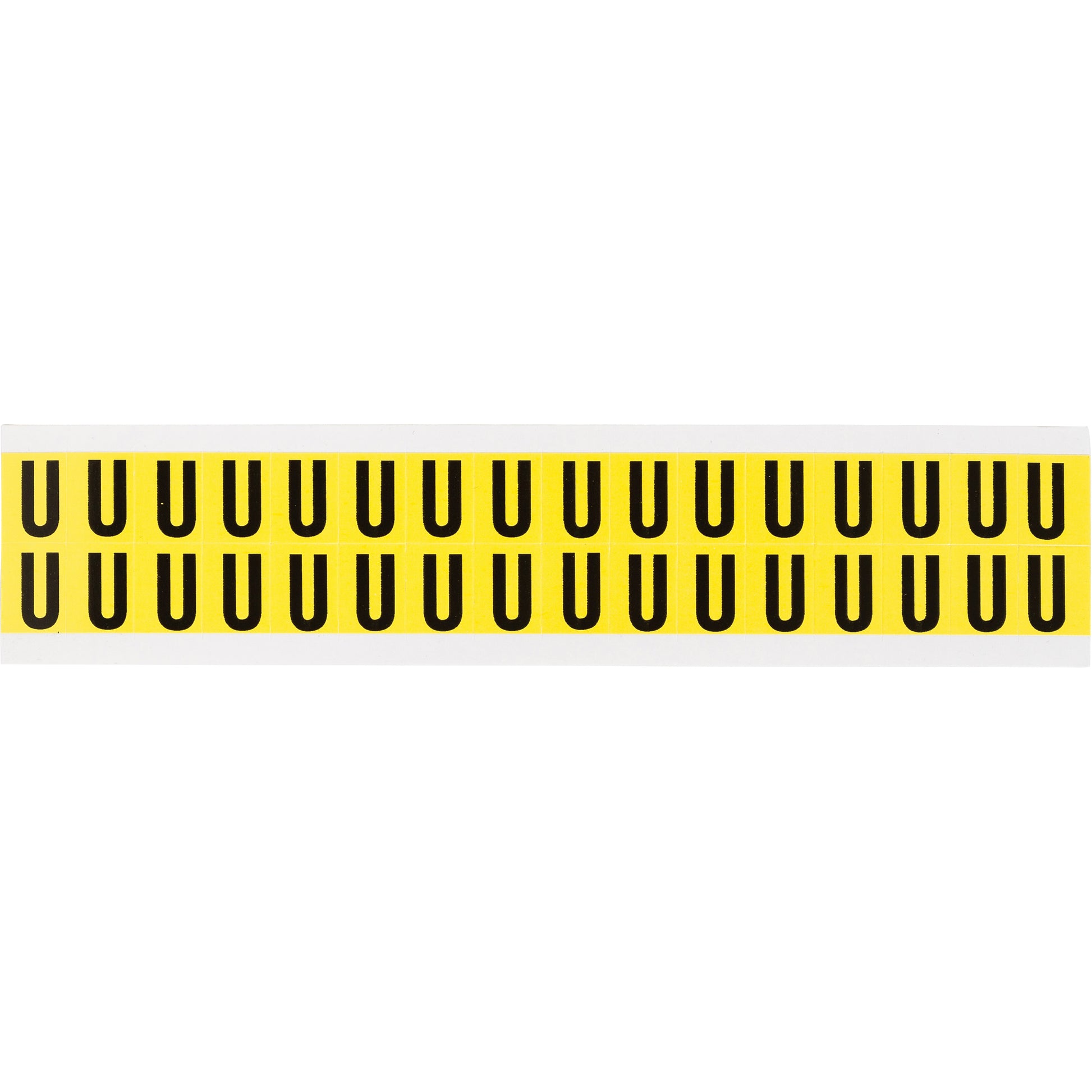 Brady Repositionable Individual Number & Letter Labels, U, 5/8" H, Black on Yellow