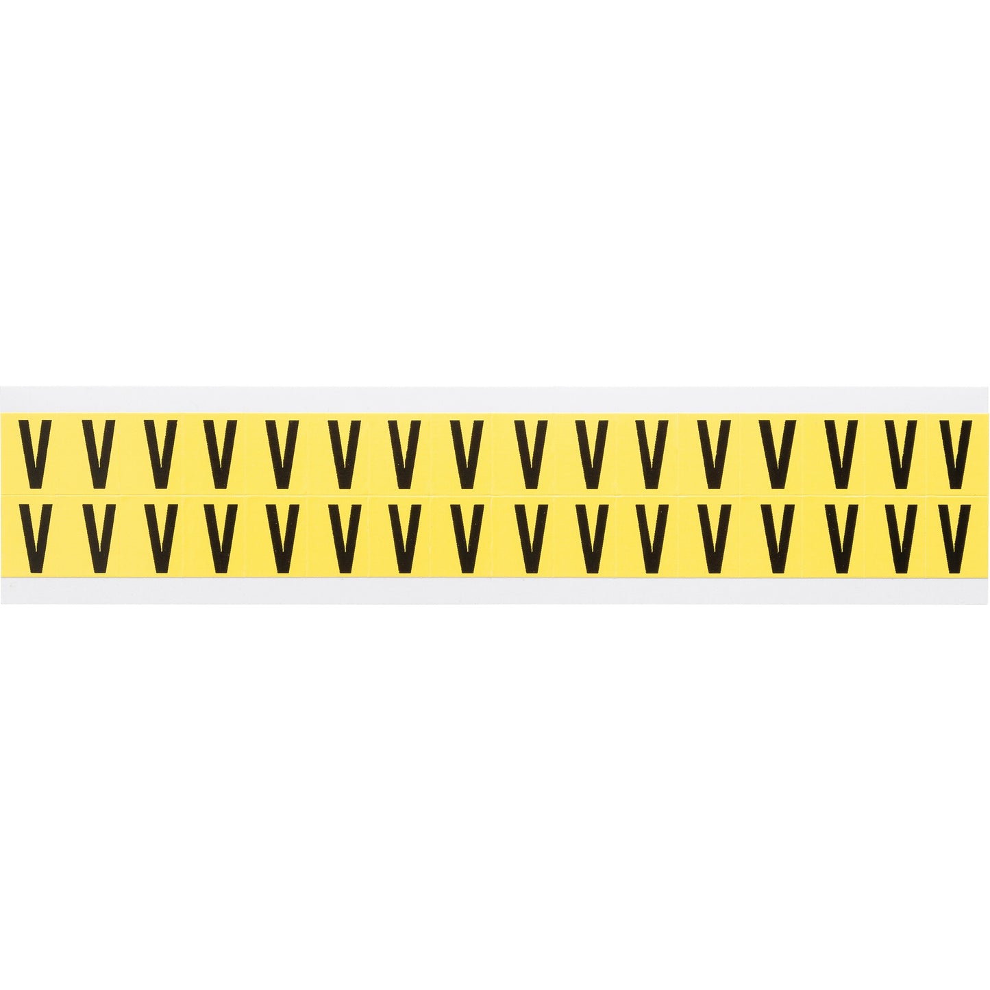 Brady Repositionable Individual Number & Letter Labels, V, 5/8" H, Black on Yellow